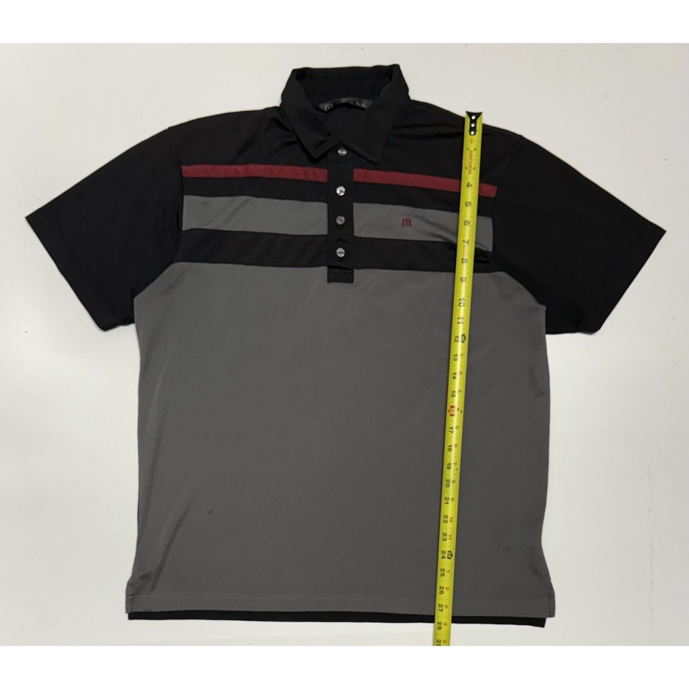Travis Mathew Performance Stretch Colorblock Golf Polo Men's XL Gray Striped